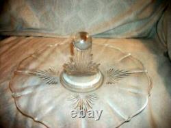 ART DECO BALL STARBURST GLASS CRYSTAL HANDLE SERVING PLATE CLEAR ELEGANT 1920s