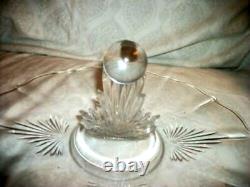 ART DECO BALL STARBURST GLASS CRYSTAL HANDLE SERVING PLATE CLEAR ELEGANT 1920s