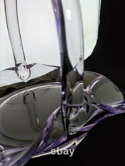 ART DECO Glass Basket SUN BAKED Purple Lavender Wisteria Handled Plate