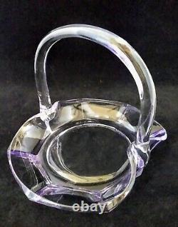 ART DECO Glass Basket SUN BAKED Purple Lavender Wisteria Handled Plate