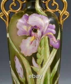 ART DECO c1930s NIPPON H/P LILY GOLD ENAMEL HANDLED PORCELAIN JAPANESE VASE