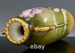 ART DECO c1930s NIPPON H/P LILY GOLD ENAMEL HANDLED PORCELAIN JAPANESE VASE