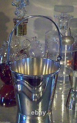 American Art Deco Era Silver Classic Bar Item Ice Bucket Swinging Hinged Handle