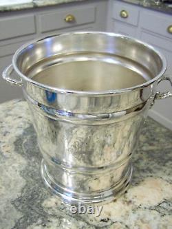 American Art Deco Style Silver Bar Champagne Wine Bucket Banded Handled Urn Form