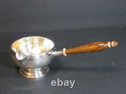 Amston Sterling Silver Art Deco Brandy Warmer Footed Wood Handle Marked Rare EUC
