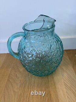 Anchor Hocking Lido Milano Aqua Blue Turquoise Pitcher Set 6 Of Glasses Tumblers