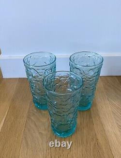 Anchor Hocking Lido Milano Aqua Blue Turquoise Pitcher Set 6 Of Glasses Tumblers