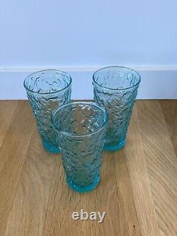 Anchor Hocking Lido Milano Aqua Blue Turquoise Pitcher Set 6 Of Glasses Tumblers