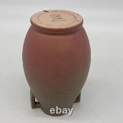 Antique 1922 Rookwood Pottery Pink & Green Matte Two Handle 5 Art Deco Vase