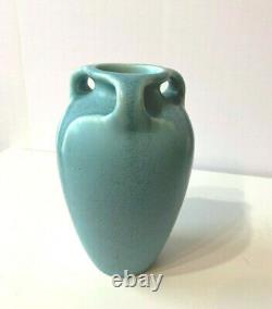 Antique 1928 Rookwood Mat Blue 3 Handled Vase