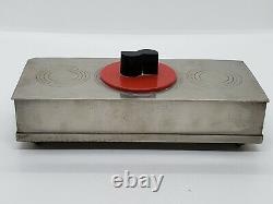 Antique 1930's Art Deco Footed Trinket Box with Bakelite Handle Signed Chase USA