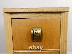 Antique 1940s Art Deco Nightstand Charming 2 Drws Geometric Brass Handles Table