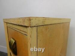 Antique 1940s Art Deco Nightstand Charming 2 Drws Geometric Brass Handles Table