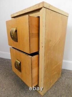 Antique 1940s Art Deco Nightstand Charming 2 Drws Geometric Brass Handles Table