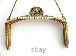 Antique ART DECO TRINITY PLATE Brass Purse Frame Chain Handle