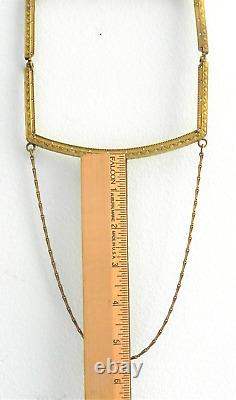 Antique ART DECO TRINITY PLATE Brass Purse Frame Chain Handle