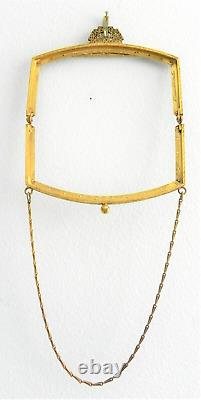 Antique ART DECO TRINITY PLATE Brass Purse Frame Chain Handle