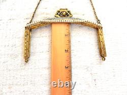 Antique ART DECO TRINITY PLATE Brass Purse Frame Chain Handle