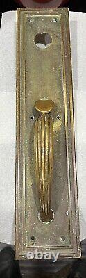 Antique Art Deco 18 Bronze Entry Door Pull Thumb Latch Original Patina