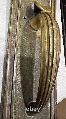 Antique Art Deco 18 Bronze Entry Door Pull Thumb Latch Original Patina