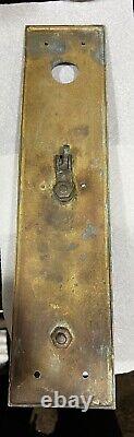 Antique Art Deco 18 Bronze Entry Door Pull Thumb Latch Original Patina