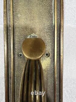 Antique Art Deco 18 Bronze Entry Door Pull Thumb Latch Original Patina