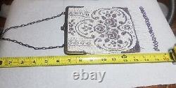 Antique Art Deco 1920's Fringed Micro Beaded Lavender & White Floral Purse Bag