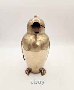 Antique Art Deco Brass Penguin Bird Figural Cocktail Shaker Pitcher VTG Barware