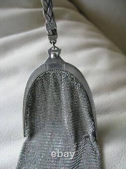 Antique Art Deco Cathedral Frame Braid Handle STERLING SILVER Micro Mesh Purse