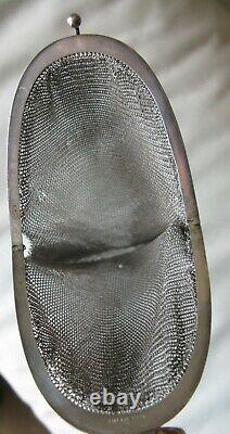 Antique Art Deco Cathedral Frame Braid Handle STERLING SILVER Micro Mesh Purse