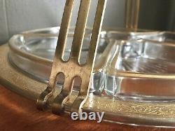 Antique Art Deco, Cut Glass, Gold Encrusted, Handled Crudite Serving Set, Tiffin