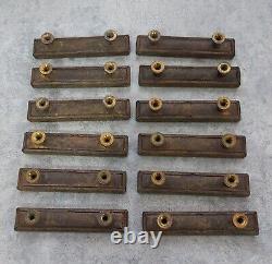 Antique Art Deco Drawer Pulls 2 1/4 Bore Set Of 12 Steel Heavy Brown Black