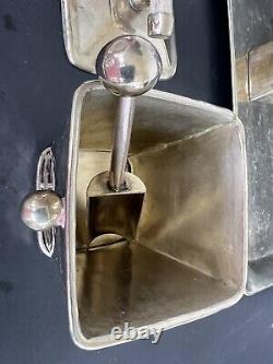 Antique Art Deco Early MCM Horn Handles Silver Plate Creamer Sugar 14 Tray Set