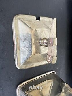 Antique Art Deco Early MCM Horn Handles Silver Plate Creamer Sugar 14 Tray Set