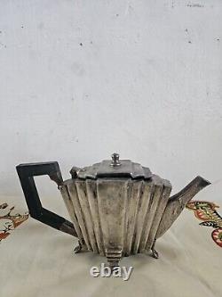 Antique Art Deco Footed Teapot Bakelite Handle Silverplate 1920s. 53