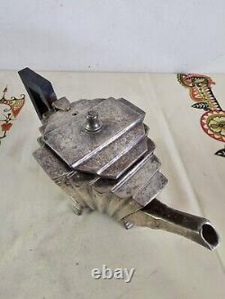 Antique Art Deco Footed Teapot Bakelite Handle Silverplate 1920s. 53