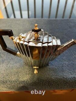 Antique Art Deco Footed Teapot Bakelite Handle Silverplate 1920s. 53