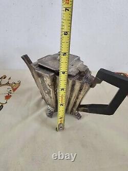 Antique Art Deco Footed Teapot Bakelite Handle Silverplate 1920s. 53