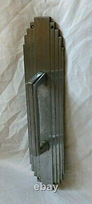 Antique Art Deco Nickel Brass Door Pull Handle Vtg Industrial Grab Bar 630-20E
