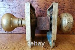 Antique Art Deco Nouveau Victorian Solid Brass Entry Door Knobs Handles c1899