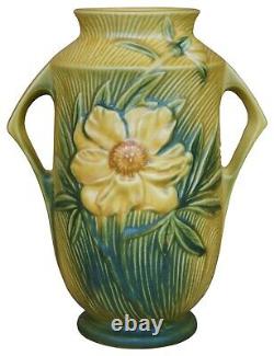 Antique Art Deco Roseville USA Pottery Handled Peony 65-9 Flower Vase Urn