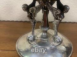 Antique Art Deco Silver Ornate Angels On Base Handle Compote Simpson Hall Miller