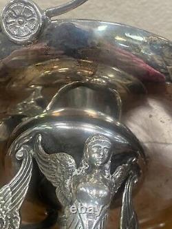 Antique Art Deco Silver Ornate Angels On Base Handle Compote Simpson Hall Miller