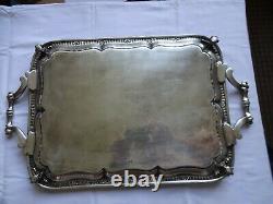 Antique Art Deco Silver Plated Twin Handled Claw Feet Butler's Tray 50cm x 30cm