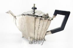 Antique Art Deco Stylish Silverplate Teapot with Ebony Handle