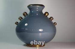 Antique Art Deco Vase Blue and Gold Ball Handles 1930