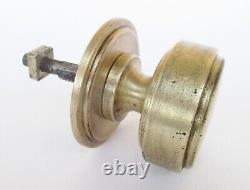 Antique Art Deco pair of brass front doors knobs handles pulls. Hardware