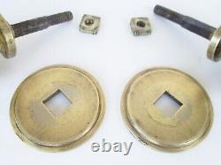 Antique Art Deco pair of brass front doors knobs handles pulls. Hardware