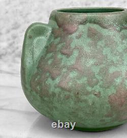 Antique Arts & Crafts Green Glazed Art Deco Handle Jardiniere Vase