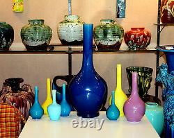 Antique Awaji Pottery Vase Art Deco Swirl Green Large Monochrome Handles 12